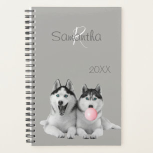 Sibirisches Husky-Bonbon-Hund-Tier-Monogramm Planer