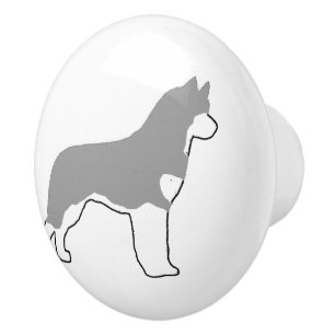sibirisches Huskygrau-weißes Silo Keramikknauf