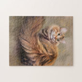 Sibirisches Katzenporträt-Kunstöl Puzzle (Horizontal)