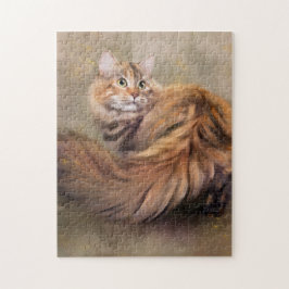 Sibirisches Katzenporträt-Kunstöl Puzzle