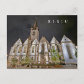 Sibiu Kathedrale am Abend Postkarte (Vorderseite)