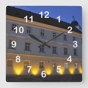 Sibiu nachts quadratische wanduhr