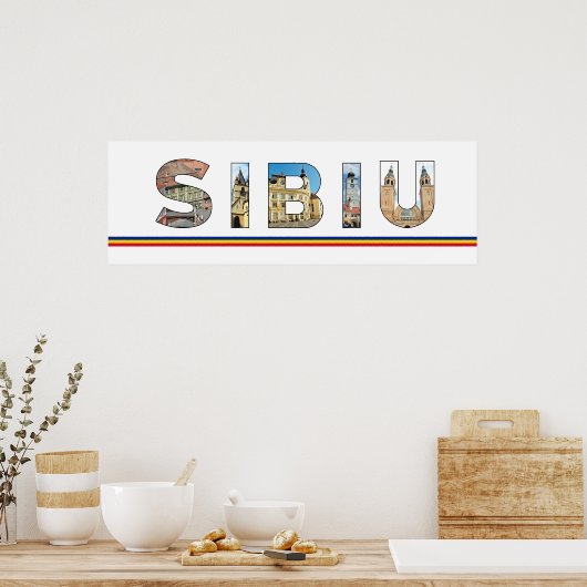 sibiu Stadt romania Sehenswürdigkeit im Textsymbol Poster (Küche)