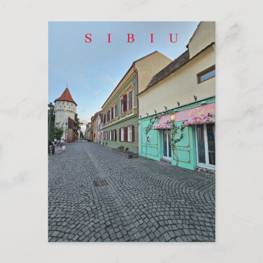 Sibiu Straßenansicht Postkarte (Vorderseite)