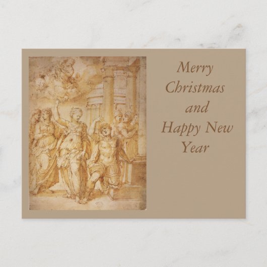 Sibylle verkündet die Geburt des christlichen Kind Postkarte (Vorderseite)