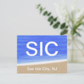 SIC Sea Isle City NJ Beach Postcard Postkarte (Stehend Vorderseite)