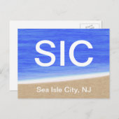SIC Sea Isle City NJ Beach Postcard Postkarte (Vorne/Hinten)