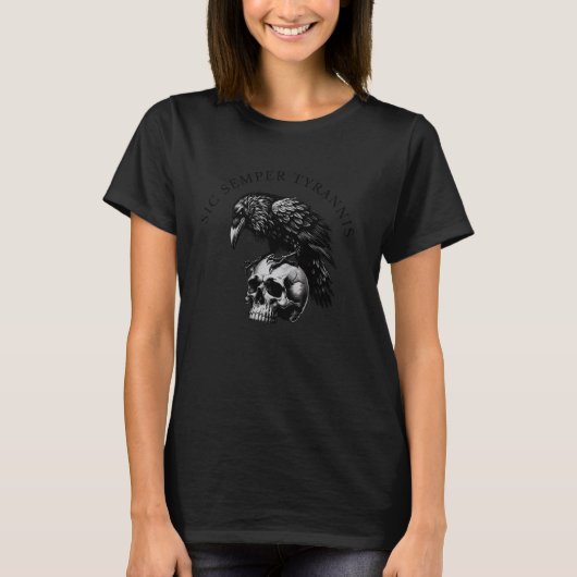 Sic Semper Tyrannis & Raven Skull T-Shirt (Vorderseite)