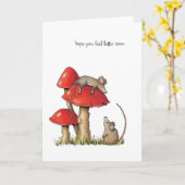 Sich bald besser fühlen, whimsical Art, Mäuse, Rol Karte (Gelbe Blume)