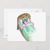 sich bald erholen : Bett Postkarte (Vorne/Hinten)