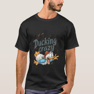 Sich duckend verrückte lustige Cartoon-Ente verrüc T-Shirt