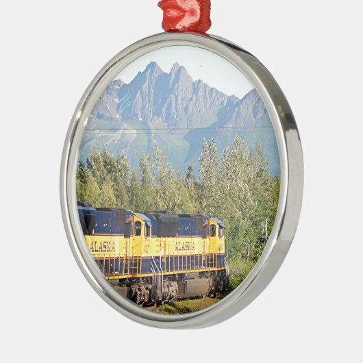 Sich fortbewegender Motor u. Berge Silbernes Ornament (Links)