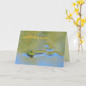 Sich hin- und herbewegende Frosch-Karte, die an Karte (Gelbe Blume)