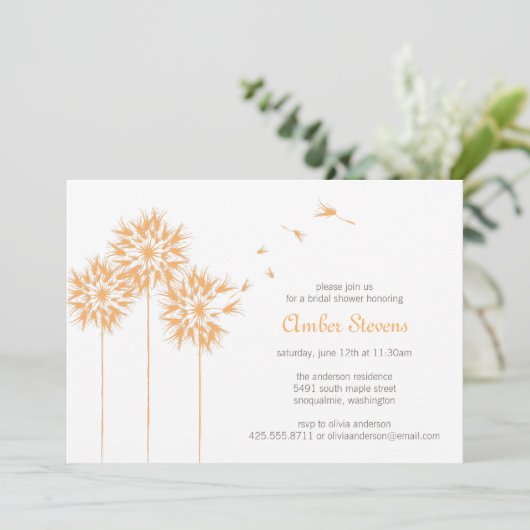 Sich hin- und herbewegende Löwenzahn-Dusche/Party Einladung (Stehend Vorderseite)