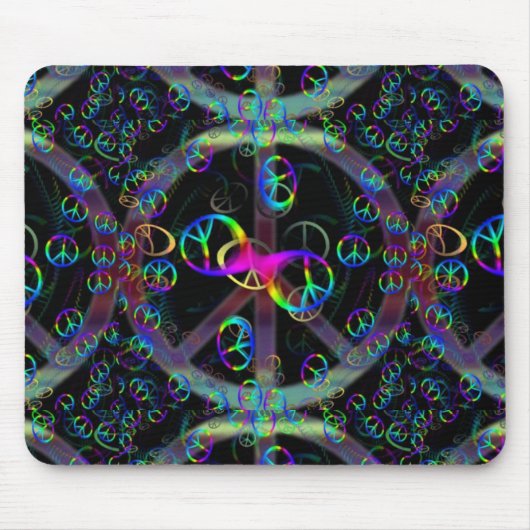 Sich hin- und herbewegende Neonfriedenszeichen Mousepad (Vorne)