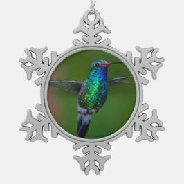Sich hin- und herbewegender Kolibri Schneeflocken Zinn-Ornament