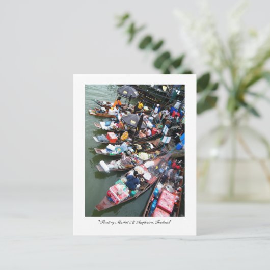 Sich hin- und herbewegender Markt bei Amphawa, Postkarte (Stehend Vorderseite)