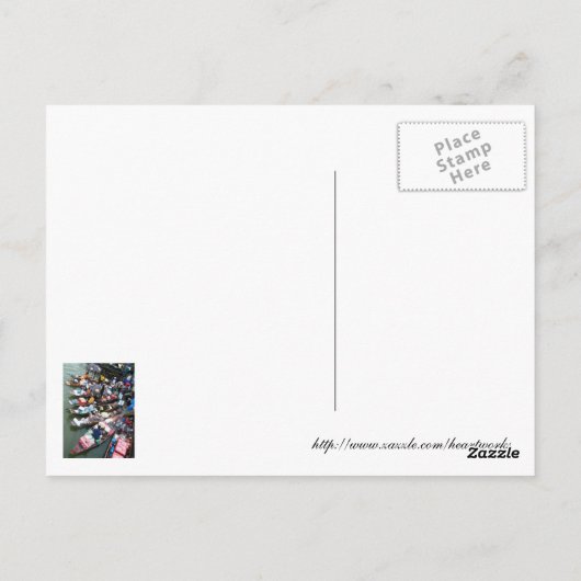 Sich hin- und herbewegender Markt bei Amphawa, Postkarte (Rückseite)