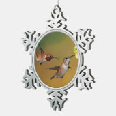 Sich hin- und herbewegender Rufous Kolibri Schneeflocken Zinn-Ornament (Rechts)