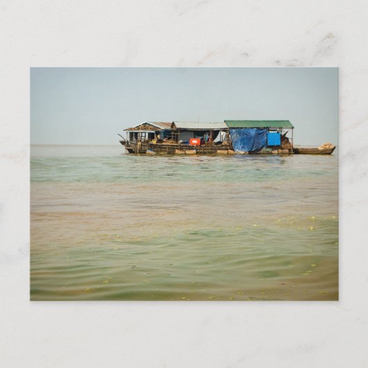 Sich hin- und herbewegendes Dorf, Häuser u. Boote, Postkarte (Vorderseite)