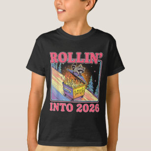 Sich ins Jahr 2026 rollen Lustiges Waschbär-Meme F T-Shirt
