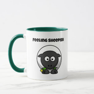 Sich Schämendes Süßes Schaf Cartoon mit Lustigem W Tasse