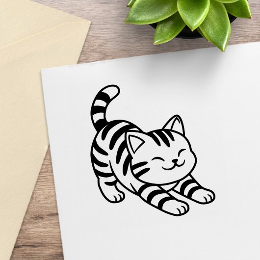Sich streckende getigerte Katze Gummistempel