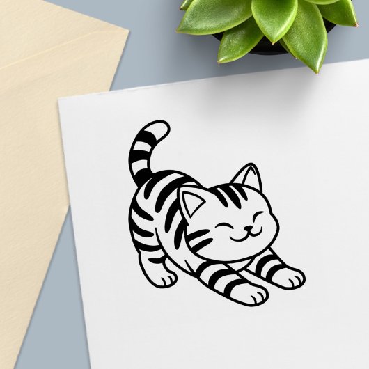 Sich streckende getigerte Katze Permastempel