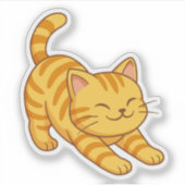 Sich streckende orange getigerte Katze Aufkleber (Vorderseite)