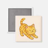Sich streckende orange getigerte Katze Beige Magnet (Vorderseite/Rückseite)