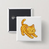 Sich streckende orange getigerte Katze Button (Vorne & Hinten)