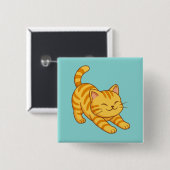 Sich streckende orange getigerte Katze grün Button (Vorne & Hinten)