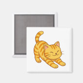 Sich streckende orange getigerte Katze Magnet (Vorderseite/Rückseite)