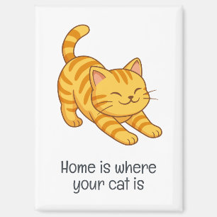 Sich streckende orange getigerte Katze mit individ Magnet