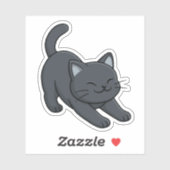 Sich streckende schwarze Katze Aufkleber (Blatt)