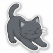 Sich streckende schwarze Katze Aufkleber (Vorderseite)