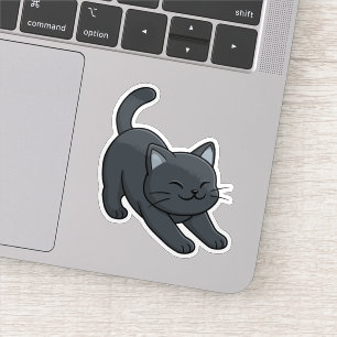 Sich streckende schwarze Katze Aufkleber