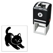 Sich streckende schwarze Katze Permastempel (Beispiel)