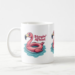 Sich über Wasser Haltender Lustiger Flamingo Pool Kaffeetasse