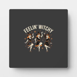 Sich verhext fühlender Halloween Hexen Tanz Fotoplatte