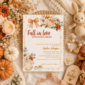 Sich verlieben  florale Kürbis-Boho-Baby-Party Einladung