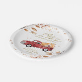 Sich Verlieben Rotes Vintage-Lieferwagen Kürbis He Pappteller (Schrägansicht)