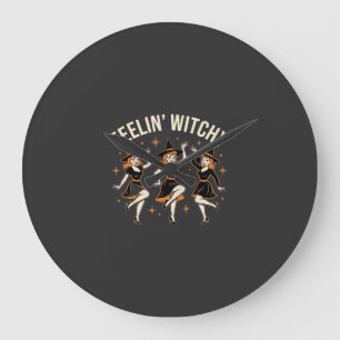 Sich verzaubert fühlender Halloween Hexen Tanz Große Wanduhr