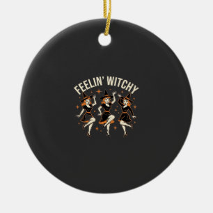 Sich verzaubert fühlender Halloween Hexen Tanz Keramik Ornament