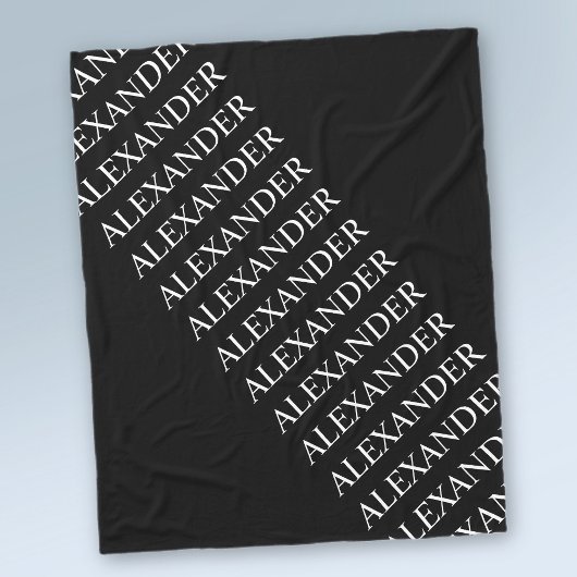Sich wiederholendes Namens- oder Wortmuster Schwar Fleecedecke