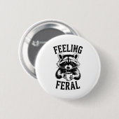 Sich wild fühlender Waschbär Kaffee Niedlich Lusti Button (Vorne & Hinten)