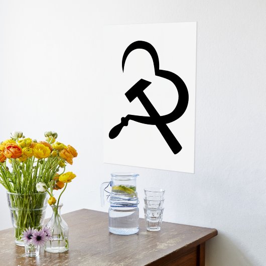 Sichel und Hammer, Herz, Liebe, Kommunismus Foliendrucke (Ablage(Küche))