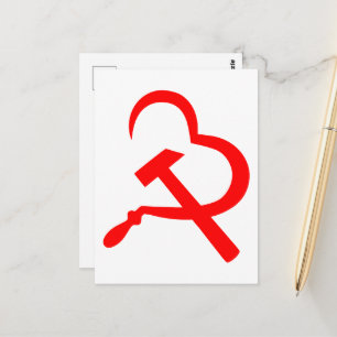 Sichel und Hammer, Herz, Liebe, Kommunismus Postkarte