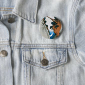 Sichelförmiger Mond, Brücke und Wasserfall. Japan Button (Beispiel)