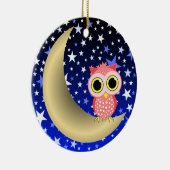 sichelförmiger Mond und Eule Keramikornament (Rechts)